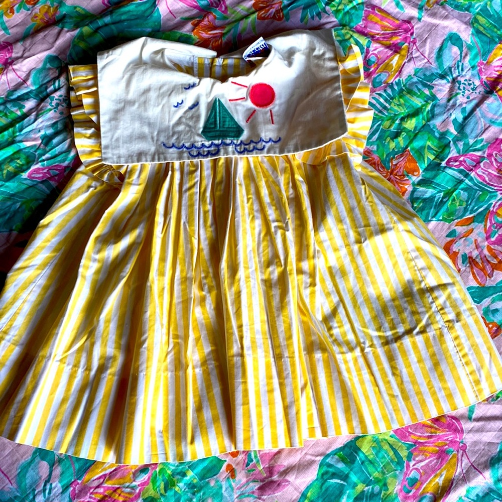 Becki Sail Boat Striped Baby Girl Dress